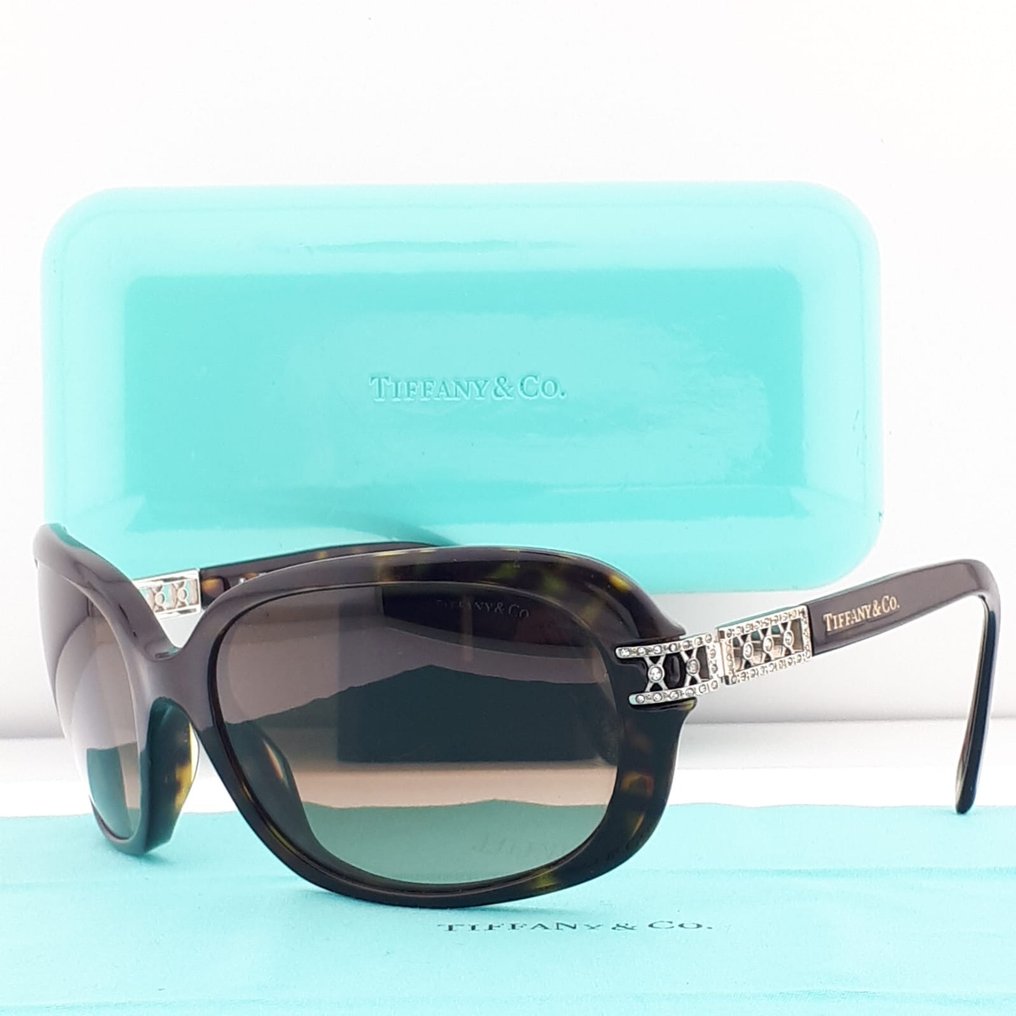 Tiffany & Co. - Butterfly Tortoise Shell and Silver Tone Temple Details with Swarovski Crystals - Sunglasses #1.1