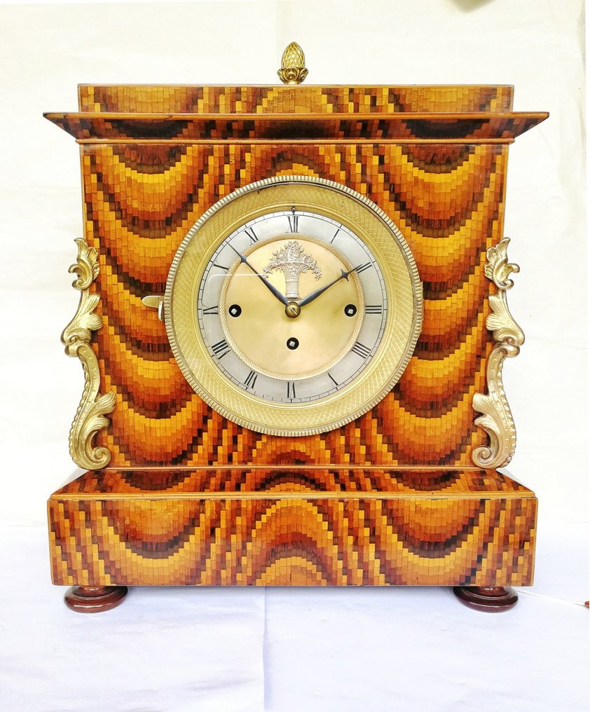 Horloge de table -  Antique Très belles boiseries marquetées !!! - 1800-1850 #1.1