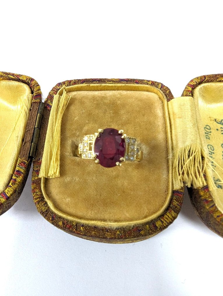 χωρίς τιμή ασφαλείας - Δαχτυλίδι Κίτρινο χρυσό Ρουμπίνι - Διαμάντι #1.1