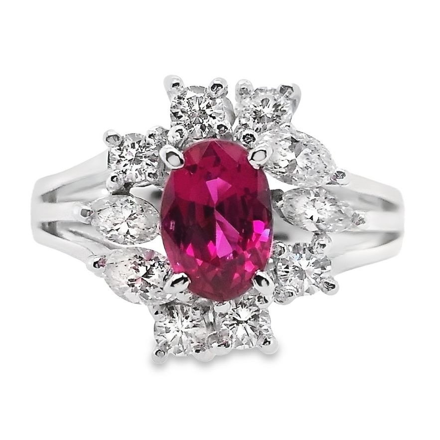 Ring Platina -  1.60 tw. Rubin - Diamant #1.2