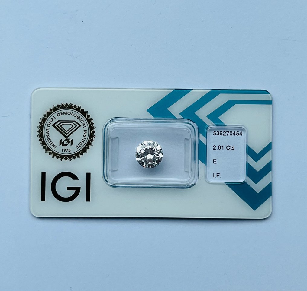 1 pcs Gyémánt  (Természetes)  - 2.01 ct - Kerek - E - IF - Nemzetközi Gemmológiai Intézet (IGI) #1.1