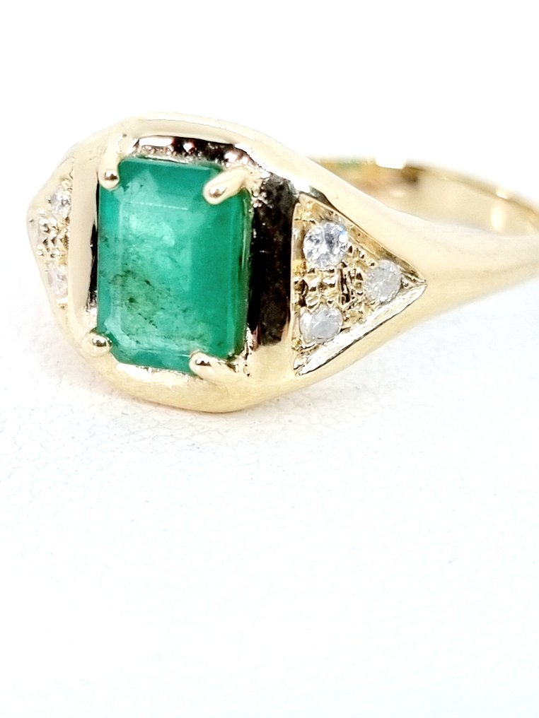 Ring - 14 karat Gulguld Smaragd - Diamant #1.2