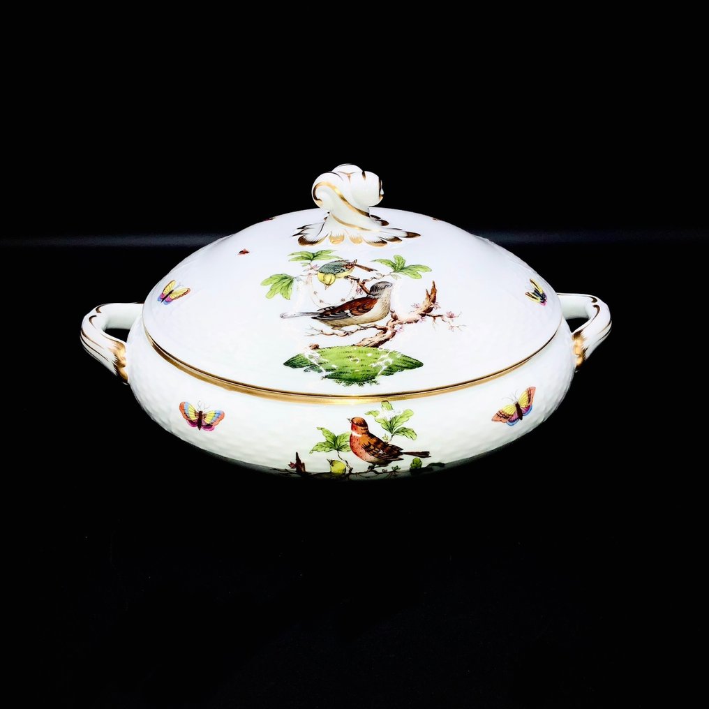 Herend - Large Tureen with Lid and Handles (29 cm) - "Rothschild Bird" - Tureen - Hand Painted Porcelain #2.1