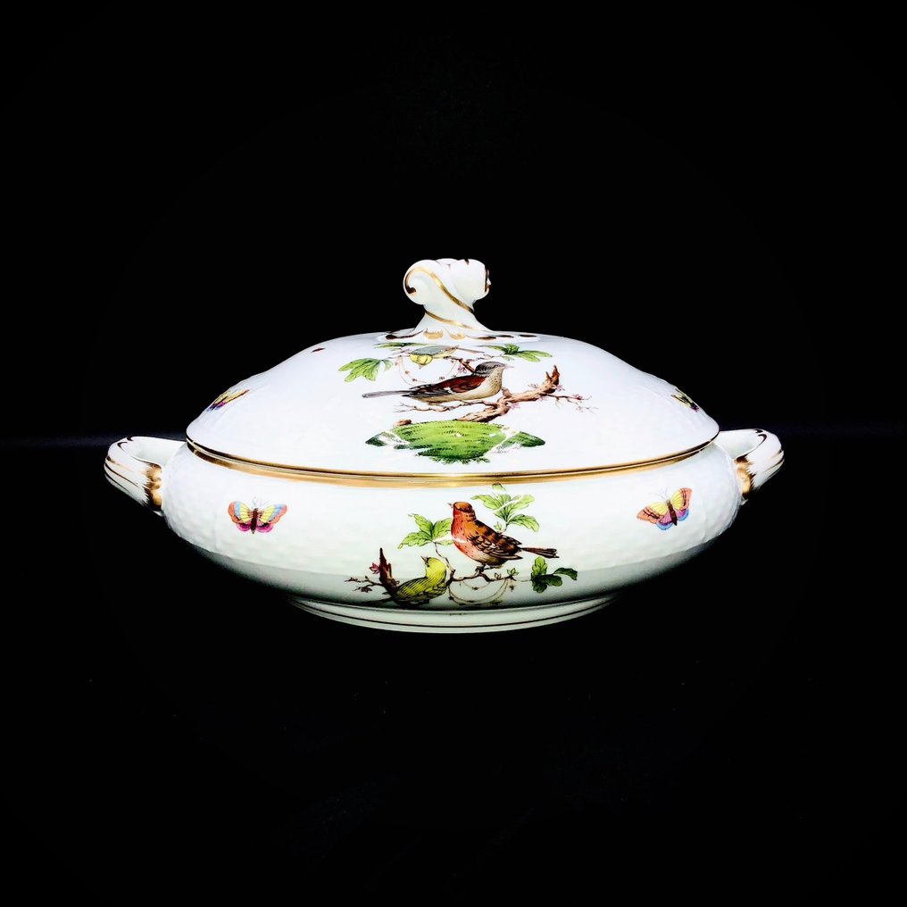 Herend - Large Tureen with Lid and Handles (29 cm) - "Rothschild Bird" - Levesestál - Kézzel festett porcelán #1.2