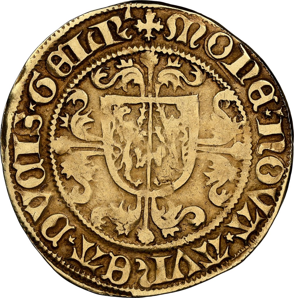 Nederländerna, Gelderland. Karel van Egmond. Goudgulden 1423-1472 (Delm R2 = RR very rare, NGC rated: only 9 known specimens in higher quality) #1.2
