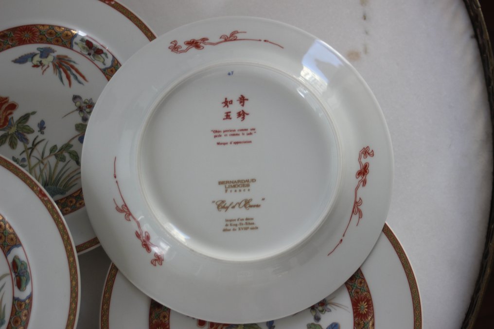 Bernardaud & Co. Limoges - Tallerken (6) - Six assiettes en porcelaine à gâteau, modèle Chef d'Œuvre par Bernardaud - Porselen #3.3