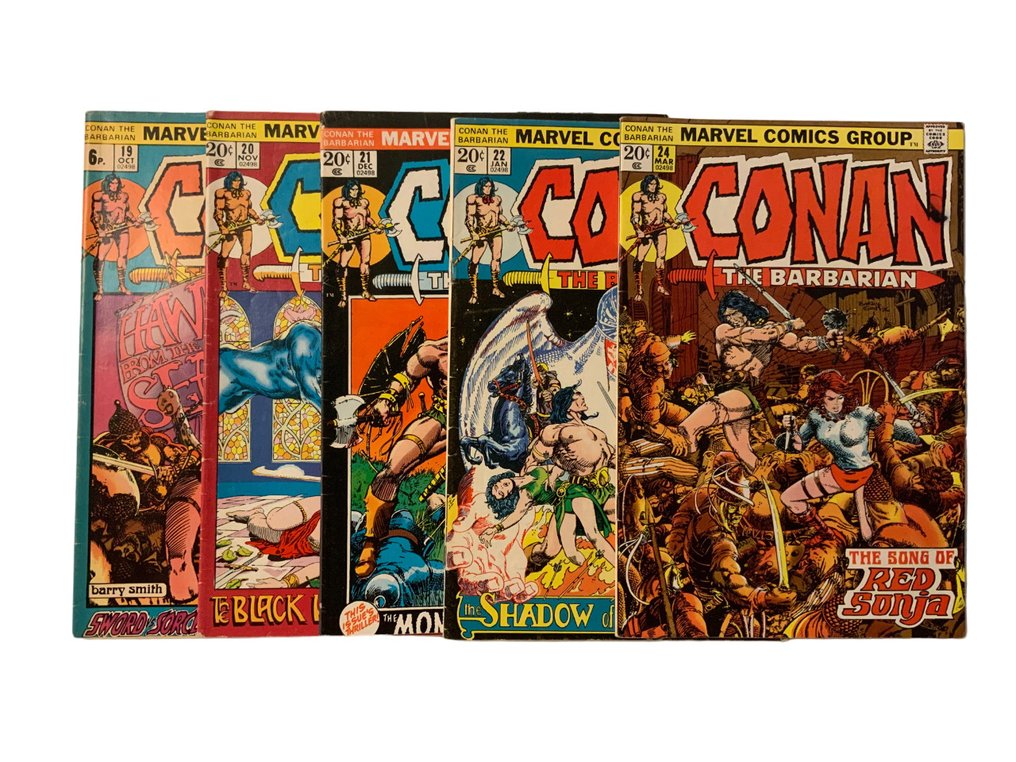 Conan, a barbár (1970 Marvel Series) # 19, 20, 21, 22 & 24 - 1st Full Appearance of Red Sonja! Barry Windsor-Smith art! - 5 Comic - Első kiadás - 1972/1973 #1.1