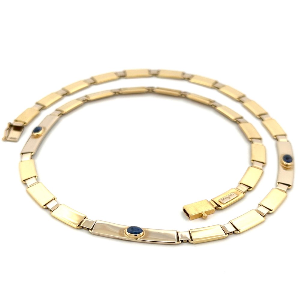 Collana oro giallo - 21 g - 45 cm - 18 kt - Halsketting - 18 karaat Geel goud -  5.00ct. tw. Saffier #2.1