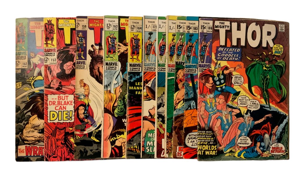 Thor (1962 Series) # 152, 153, 159, 163, 164, 172, 173, 174, 178, 183 & 186 - Silver/Bronze Age Gems! Origin of HIM (Adam Warlock)! - 11 Comic - Első kiadás - 1969/1971 #1.1