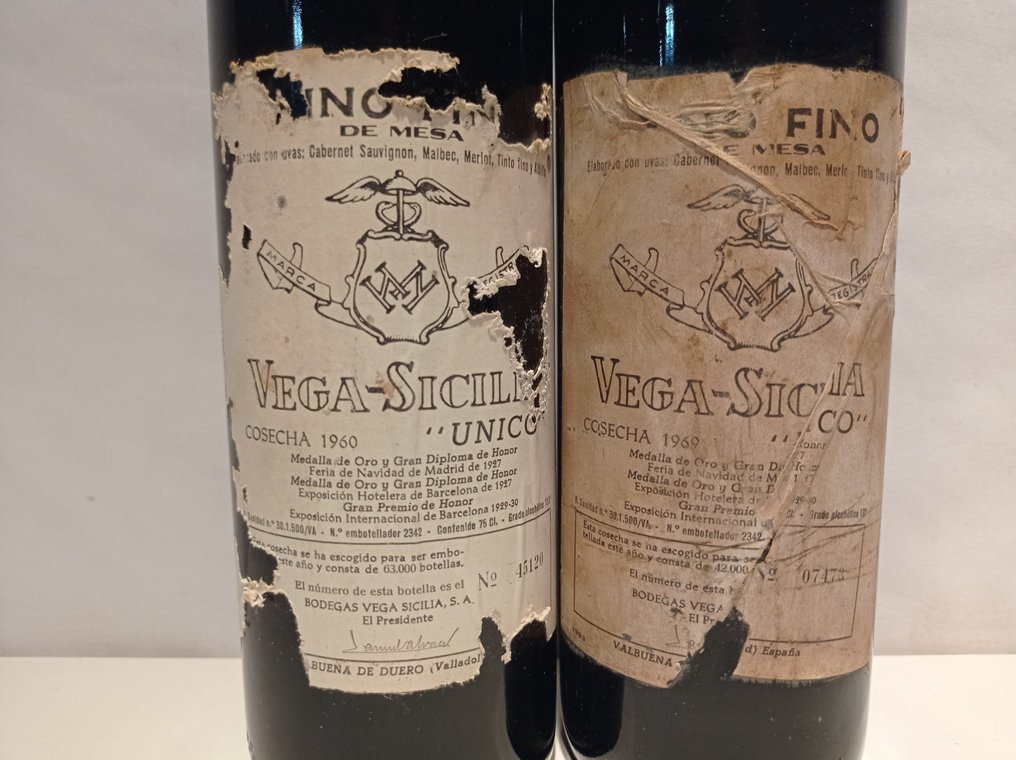 1960 & 1969 Vega Sicilia Unico - Ribera del Duero Gran Reserva - 2 Flaskor (0,75L) #2.1