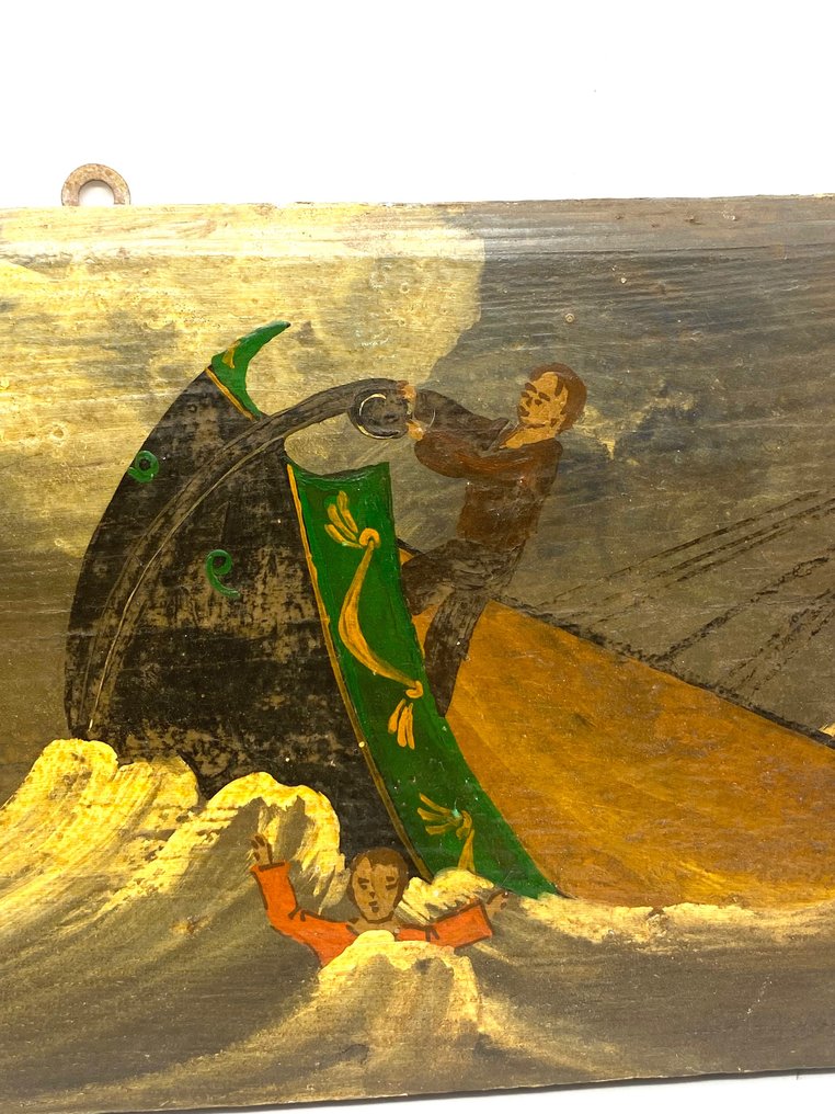  Votiefgeschenk - Ex Voto geschilderd op houten tablet (voor genade ontvangen 20 januari 1890) - 1900/1940  #2.1