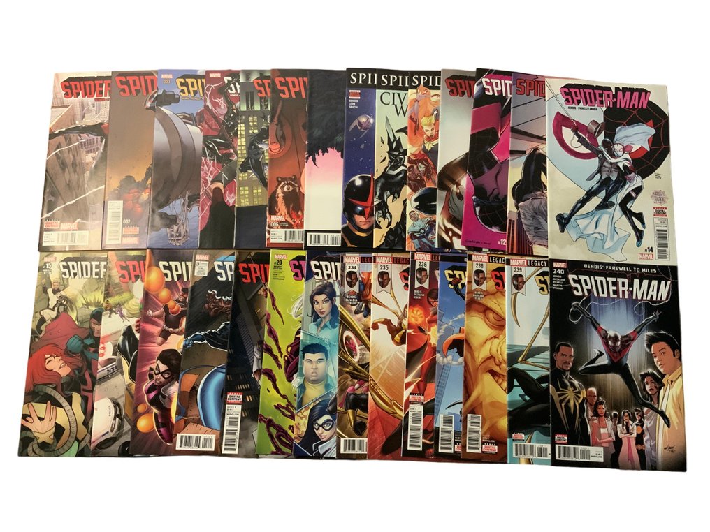 Spider-Man (2016 Series) # 1-21 + 234-240 Complete Series! Very High Grade! - Miles Morales! Key Issues! Rare Cover Variants! - 28 Comic - Pierwsze Wydanie - 2016/2018 #1.1