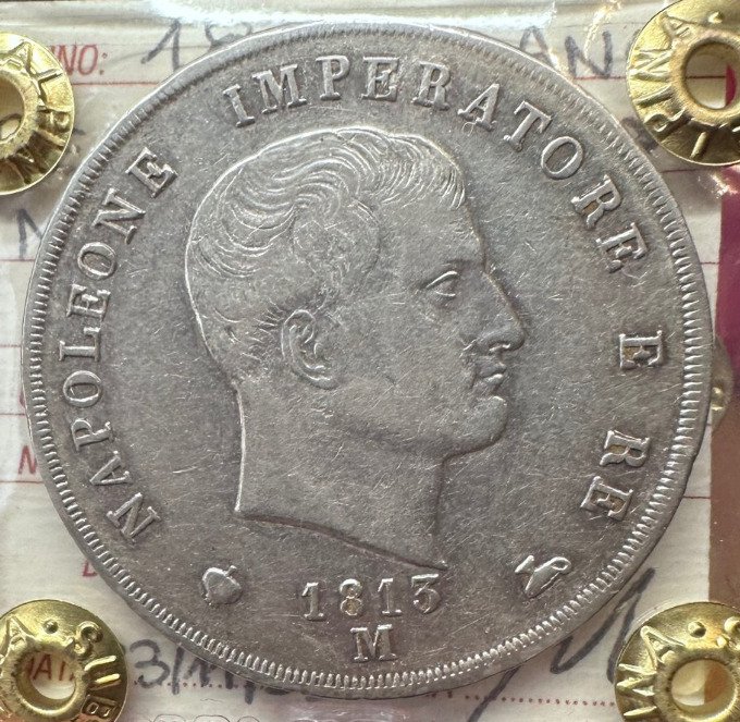 Italia, Italian kuningaskunta (napoleonilainen). Napoleone I - Re d'Italia (1805-1814). 5 Lire 1813 Milano #1.1