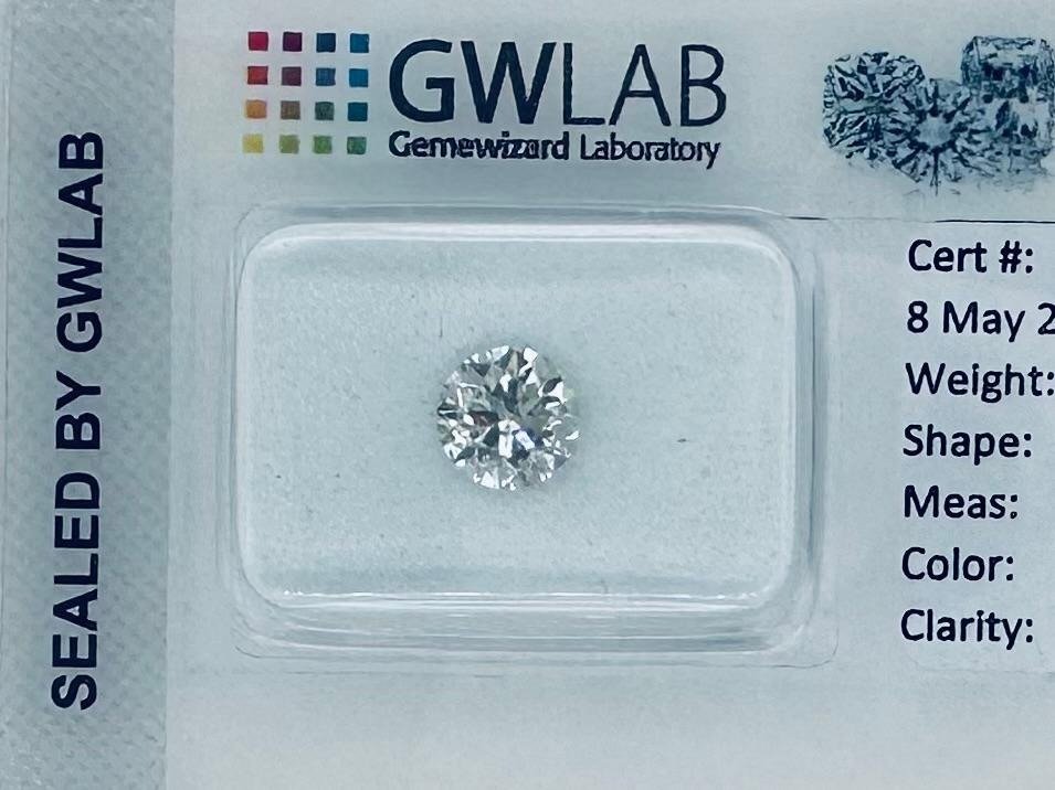 1 pcs Diamante  (Natural)  - 1.03 ct - Redondo - J - SI1 - Gemewizard Gemological Laboratory (GWLab) #1.1