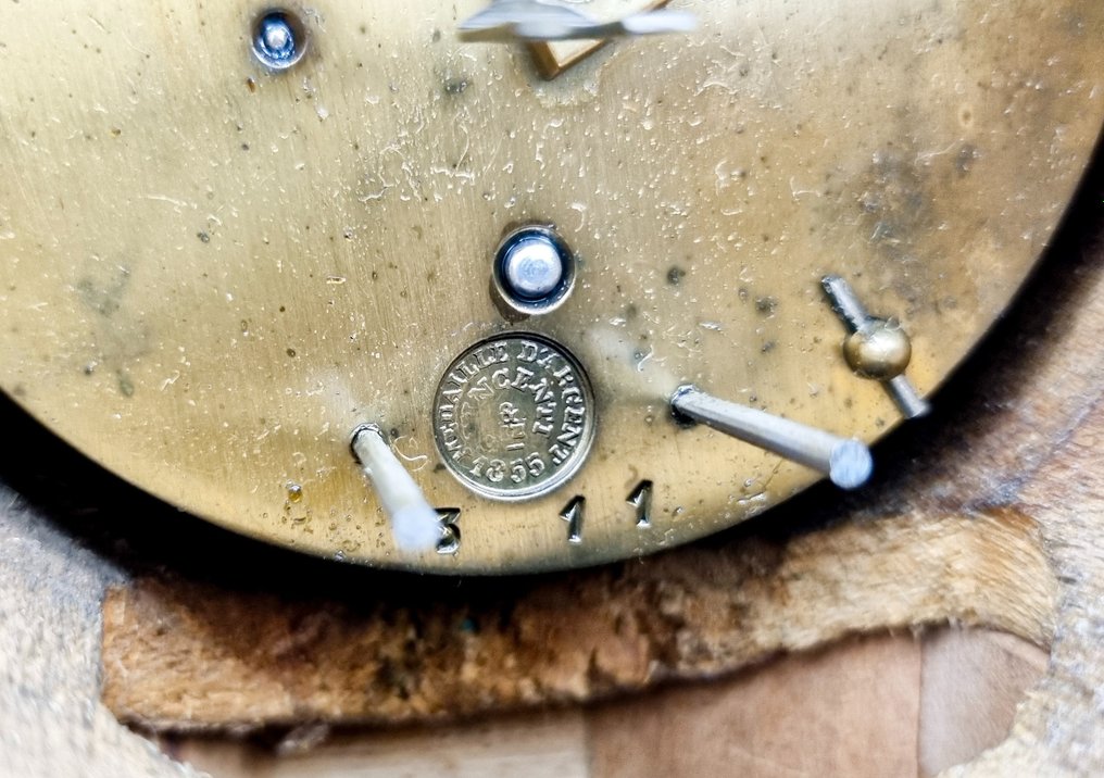 Dobfejű kandallóóra - Vincenti & Cie French Victorian walnut drum cased mantel clock Empire - Diófa, Ében - 1850-1900 #2.2