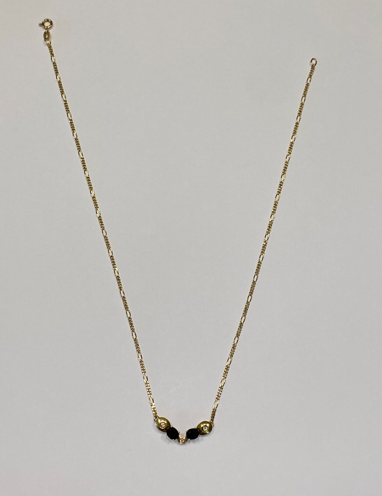 Choker halsketting - 18 karaat Geel goud -  2.80ct. tw. Saffier - Diamant #2.1