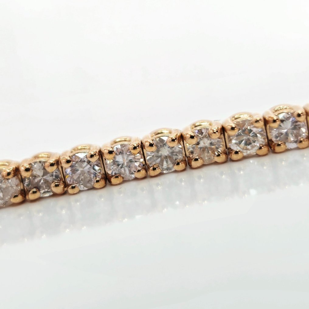 Bracelet de tennis - 14 carats Or rose Diamant  (Naturelle) #2.1