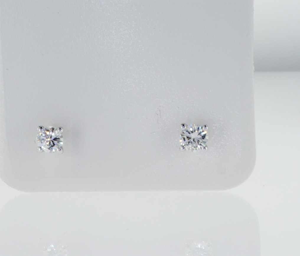 Stud earrings - 14 kt. White gold -  0.48ct. tw. Diamond  (Natural) #1.1