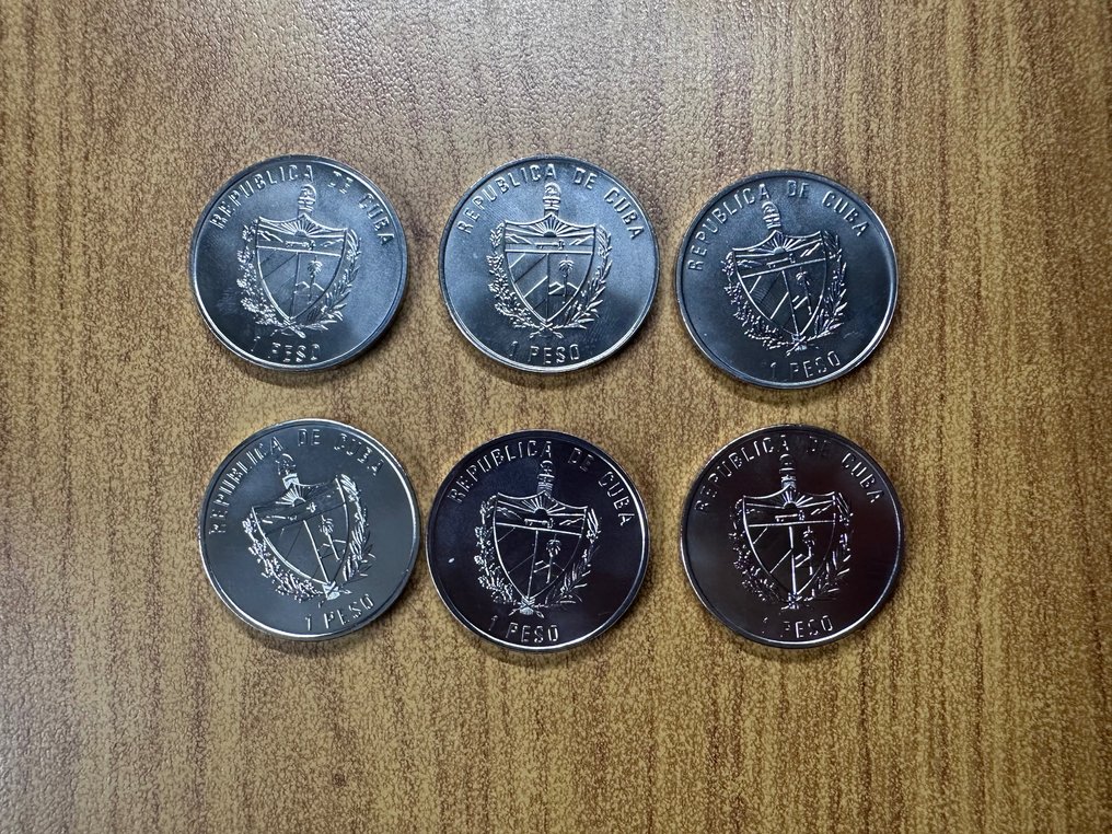 Cuba. 1 Peso Lotto 6 monete Fauna del Caribe #2.2