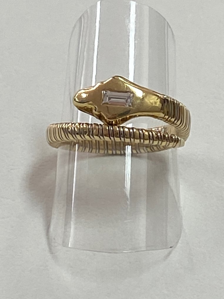 Anel - 18 K Ouro amarelo, Ouro branco Diamante  (Natural) - Cobra #1.1