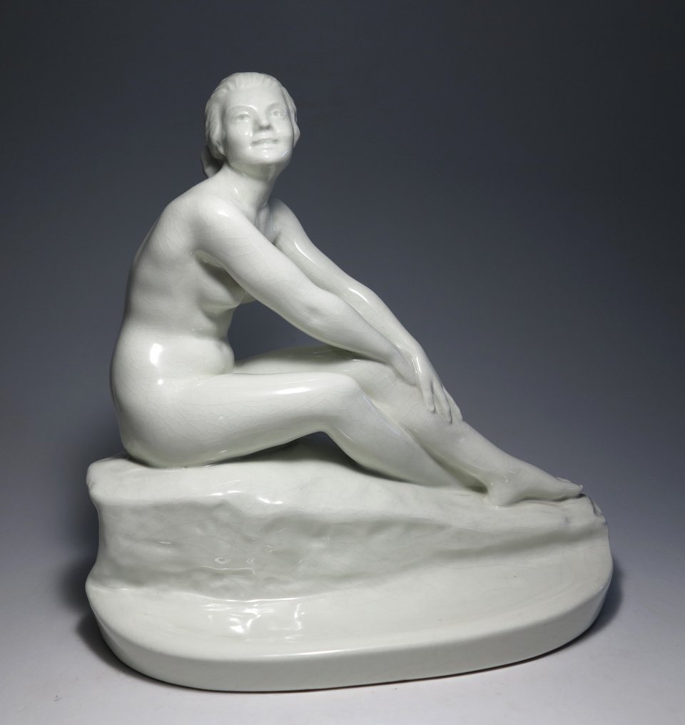 Zsigmond Kisfaludi Strobl (1884-1975) - Sculptură, Art Deco Sculpture - 26 cm - Ceramică #2.1