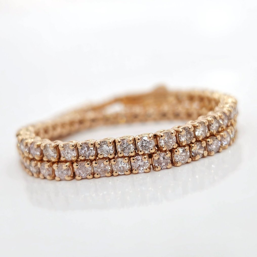 Bracelet de tennis - 14 carats Or rose Diamant  (Naturelle) #1.1