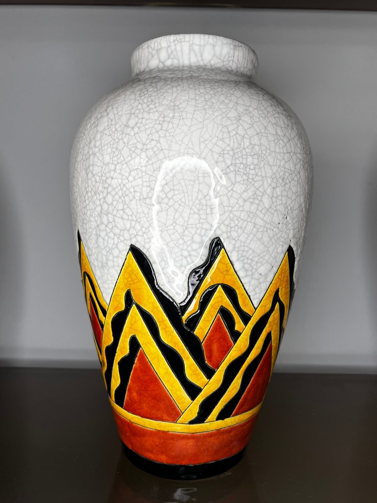 Boch Frères, Keramis, Keramis Boch - Charles Catteau - Vase -  Stor eggformet vase 35cm  - Keramikk #2.1