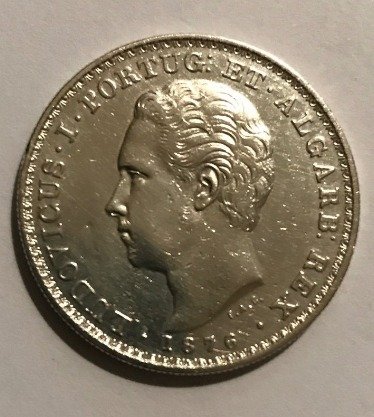 葡萄牙. D.路易一世 (1861-1889). 500  Reis, 1876  -RARA- #1.1
