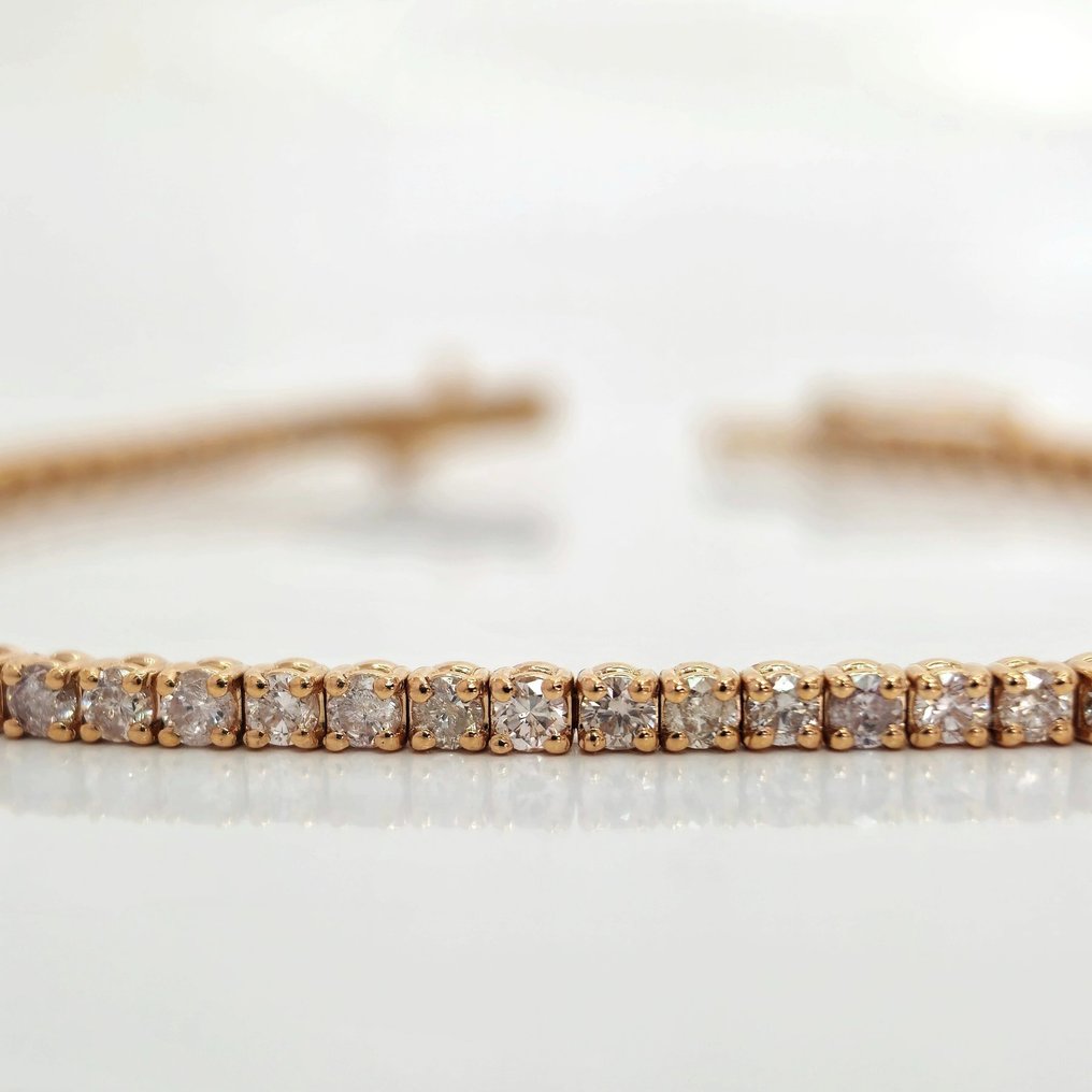 Bracelet de tennis - 14 carats Or rose Diamant  (Naturelle) #1.2