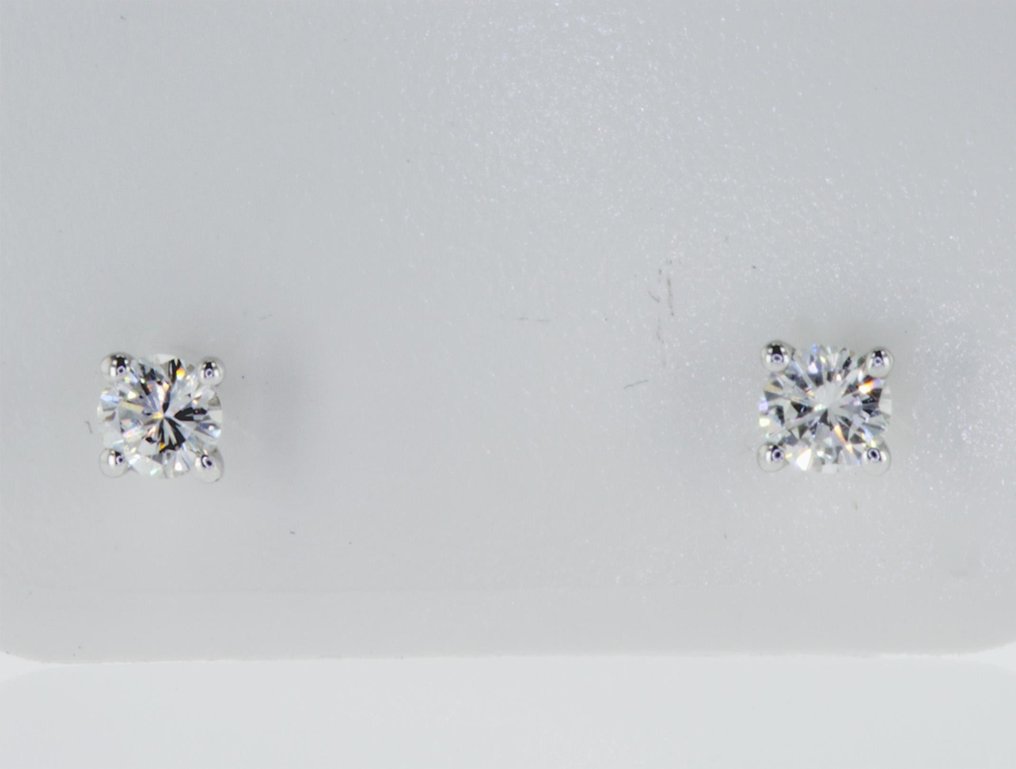 Stud earrings - 14 kt. White gold -  0.48ct. tw. Diamond  (Natural) #2.2