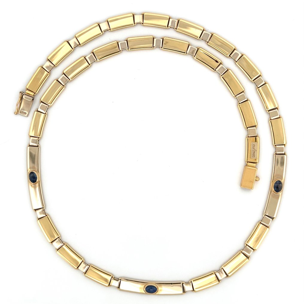 Collana oro giallo - 21 g - 45 cm - 18 kt - Halsketting - 18 karaat Geel goud -  5.00ct. tw. Saffier #1.1
