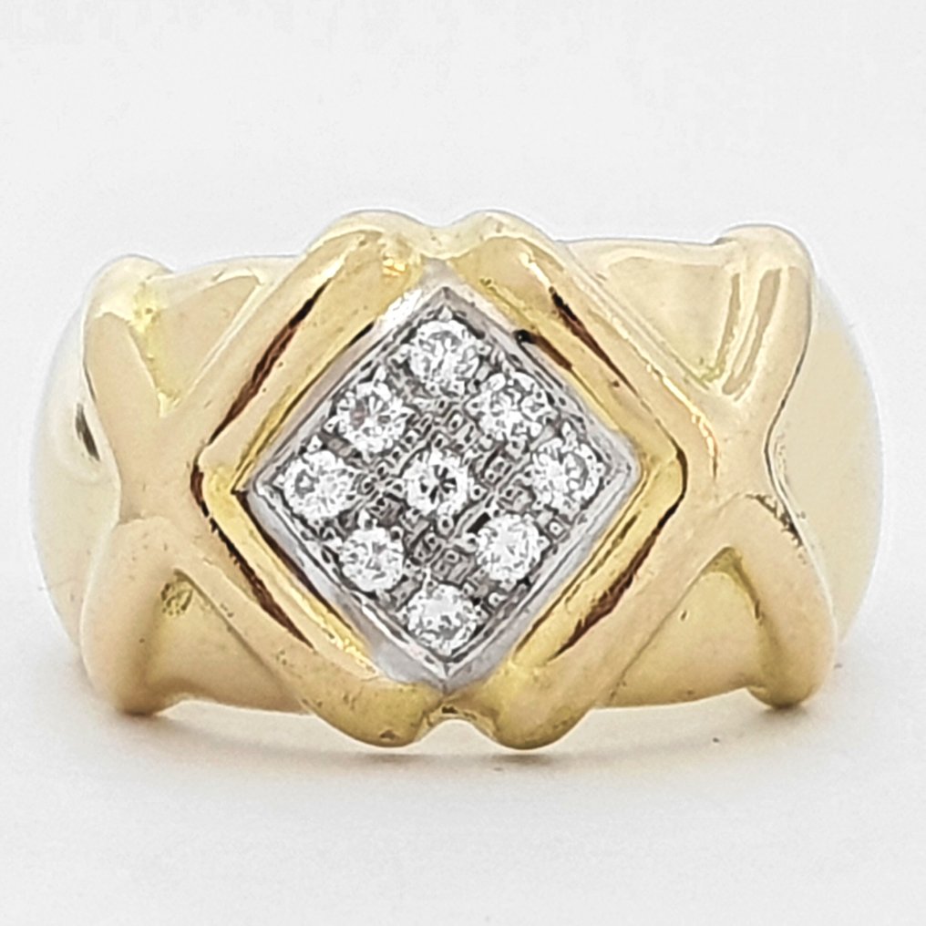 Ring - 18 karaat Geel goud -  0.13 tw. Diamant  (Natuurlijk) #1.1