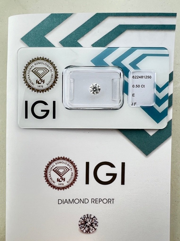 1 pcs Diamant  (Natur)  - 0.50 ct - Rund - E - IF - International Gemological Institute (IGI) #1.2