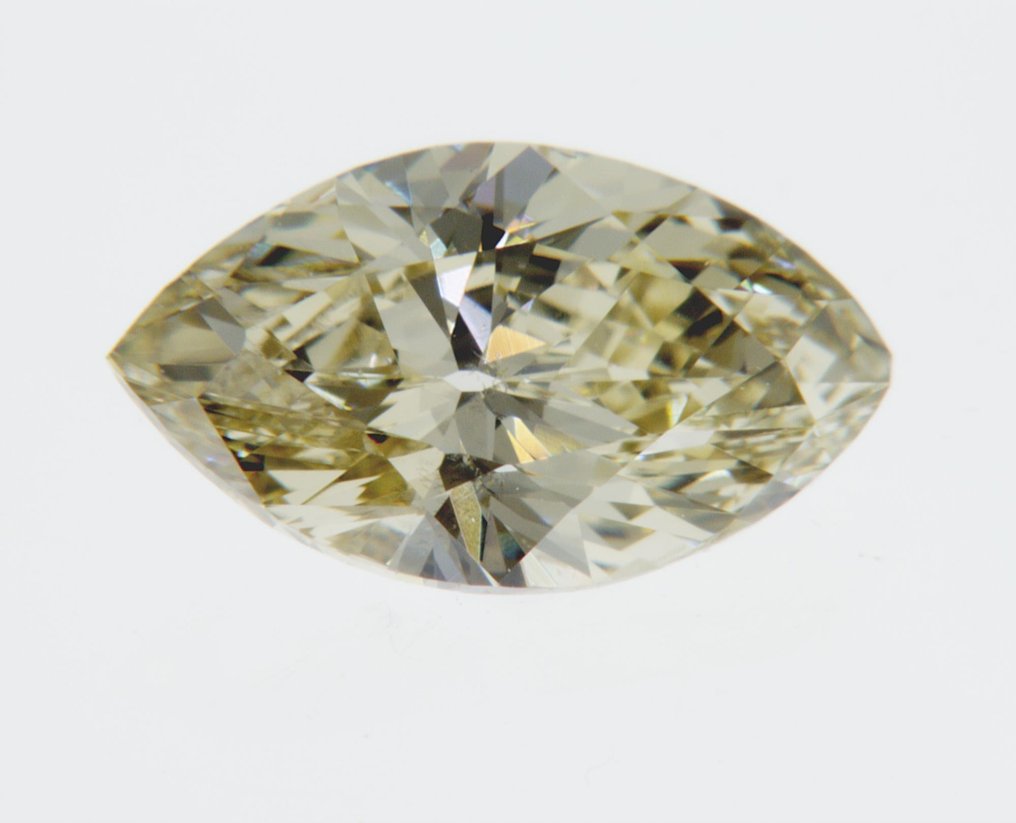 1 pcs Diamant  (Natürlich farbig)  - 1.00 ct - Markis - Fancy light Gelb - VS2 - Antwerp International Gemological Laboratories (AIG Israel) #1.1
