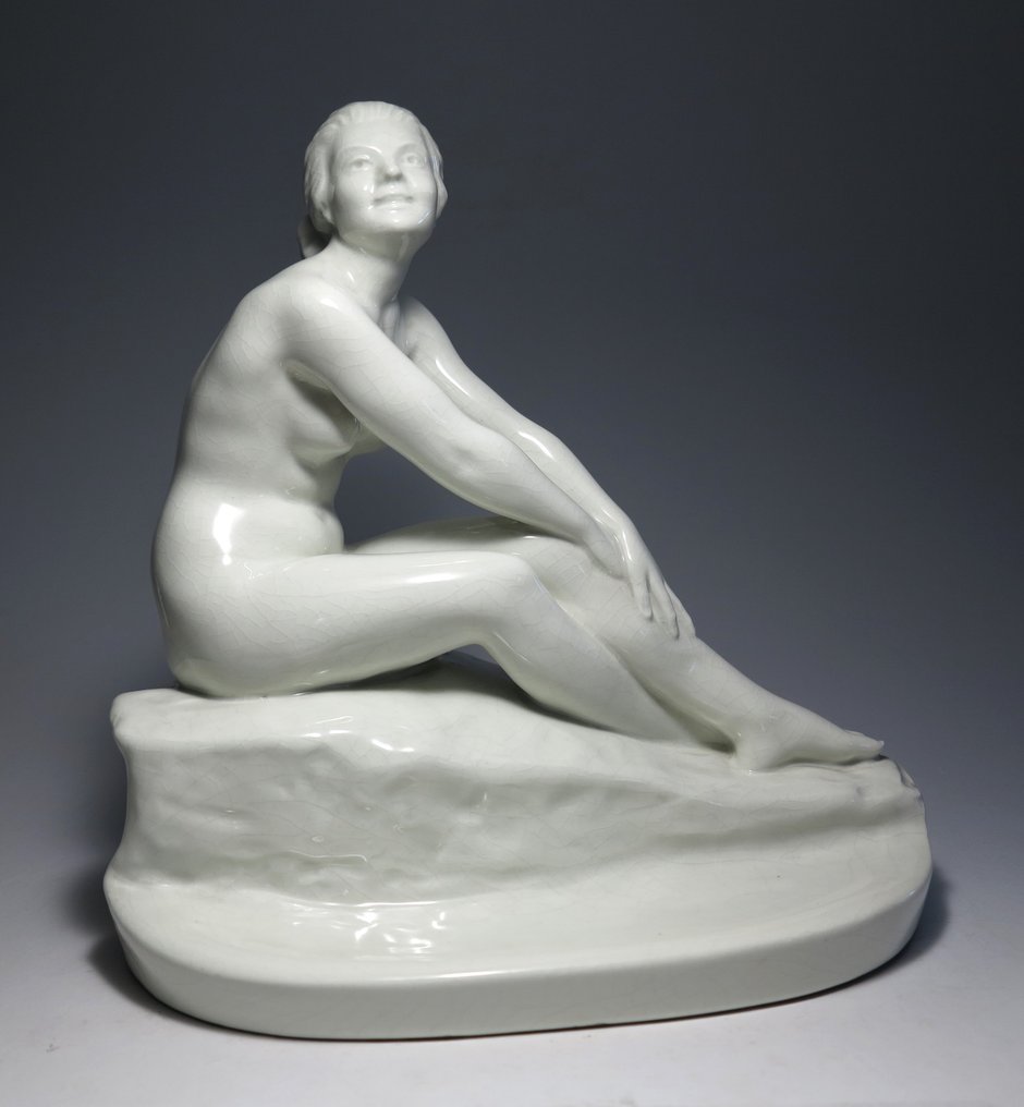 Zsigmond Kisfaludi Strobl (1884-1975) - 雕刻, Art Deco Sculpture - 26 cm - 陶瓷 #1.2