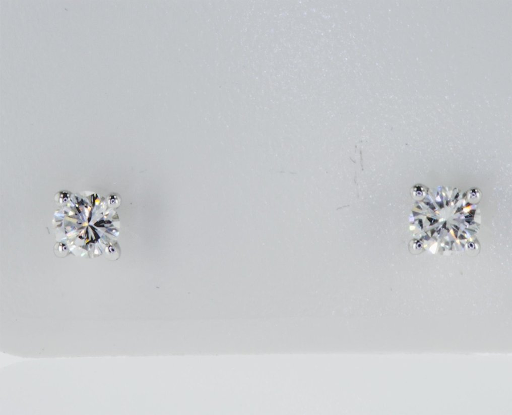 Stud earrings - 14 kt. White gold -  0.48ct. tw. Diamond  (Natural) #2.1