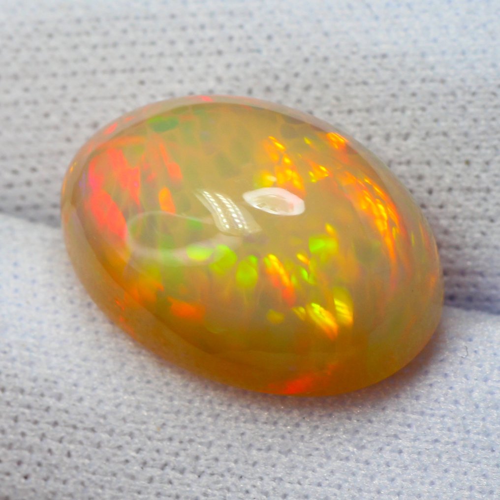 Portocaliu Opal  - 12.45 ct - IGI (Institutul gemologic internațional) - (IGI) Joc de culori #1.1