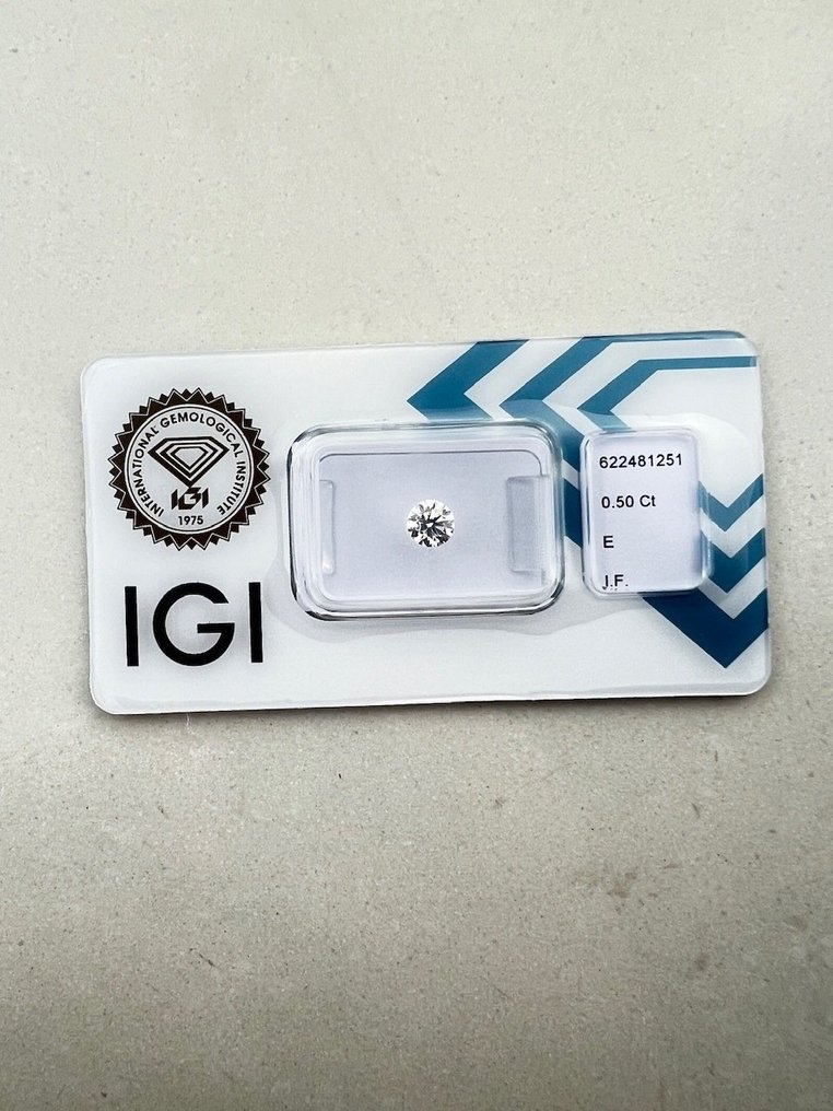 1 pcs Diamant  (Natuurlijk)  - 0.50 ct - Rond - E - IF - International Gemological Institute (IGI) #1.1