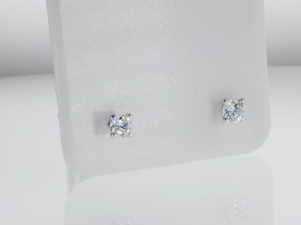 Boucles d'oreilles cloutées - 14 carats Or blanc -  0.48ct. tw. Diamant  (Naturelle) #3.2