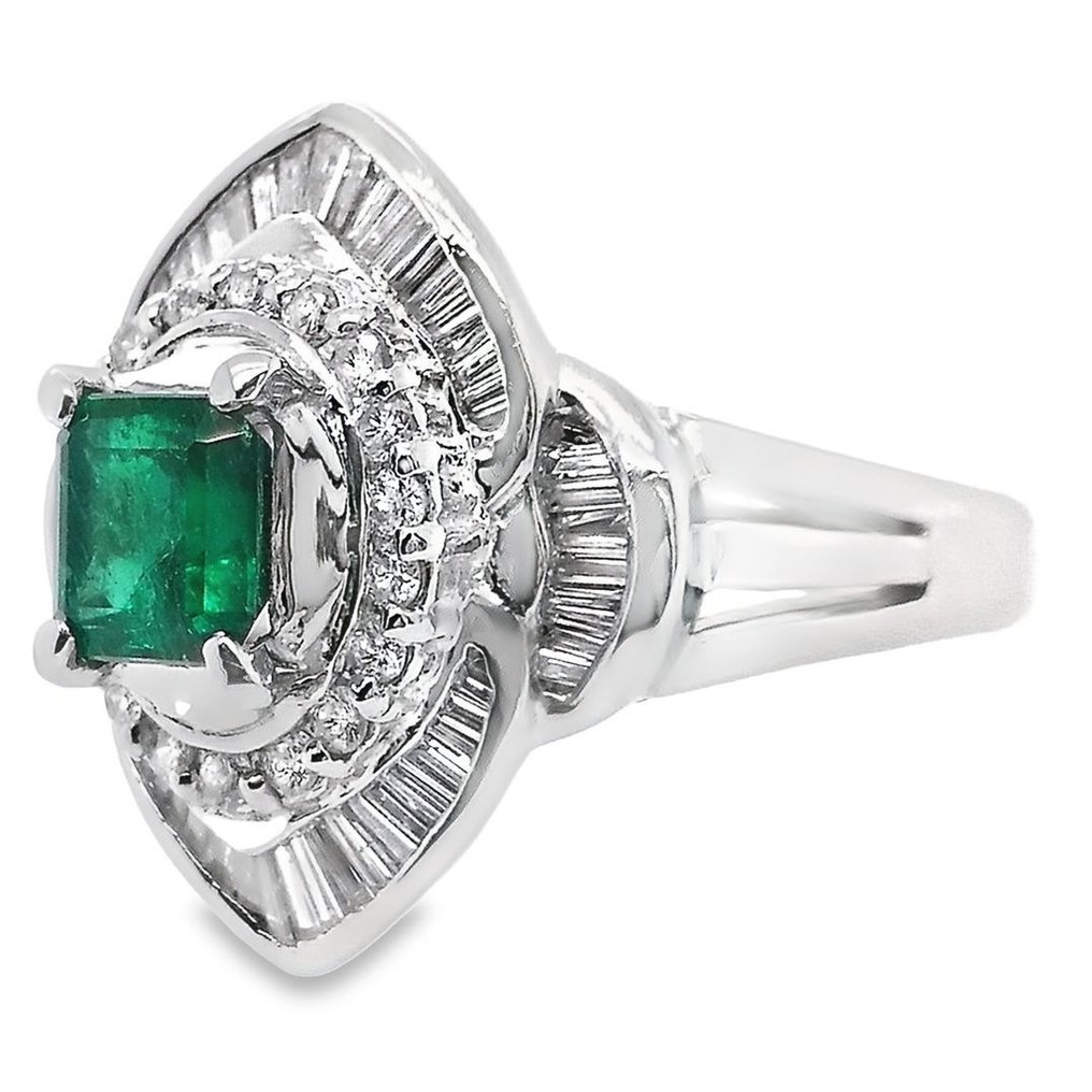 Ring Platinum -  1.69ct. tw. Emerald - Diamond #3.1