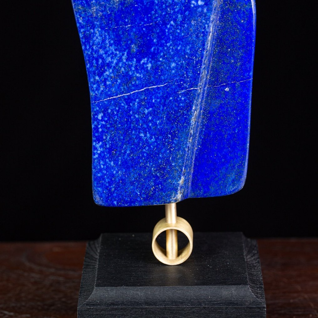 Royal Blu 拉长石 - AAA 级拉长石 - 木质与黄铜艺术底座 - 高度: 217 mm - 闊度: 80 mm- 837 g #4.3