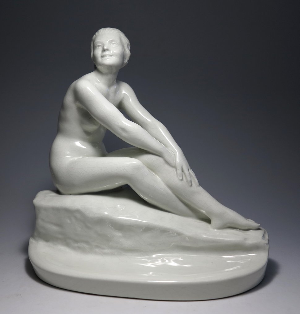 Zsigmond Kisfaludi Strobl (1884-1975) - Sculptură, Art Deco Sculpture - 26 cm - Ceramică #1.1