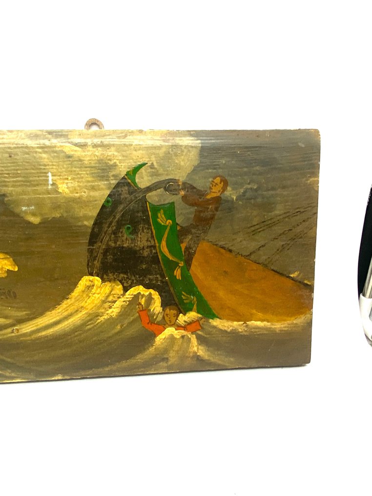 Votiefgeschenk - Ex Voto geschilderd op houten tablet (voor genade ontvangen 20 januari 1890) - 1900/1940  #2.2