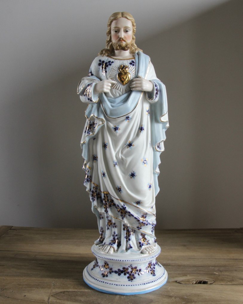 Statuetka, Jezus met Heilig Hart - 45 cm - Porcelana Biskwit #1.1