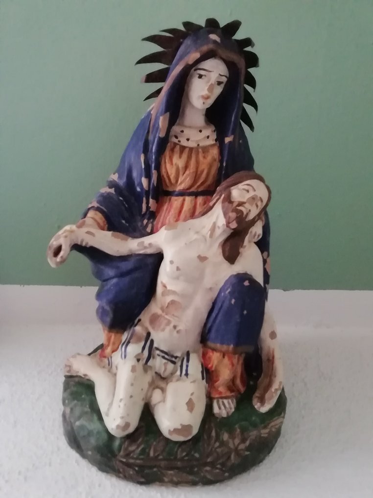 雕塑, La pietà  XVIII sec - 25 cm - 彩釉陶器 #1.1