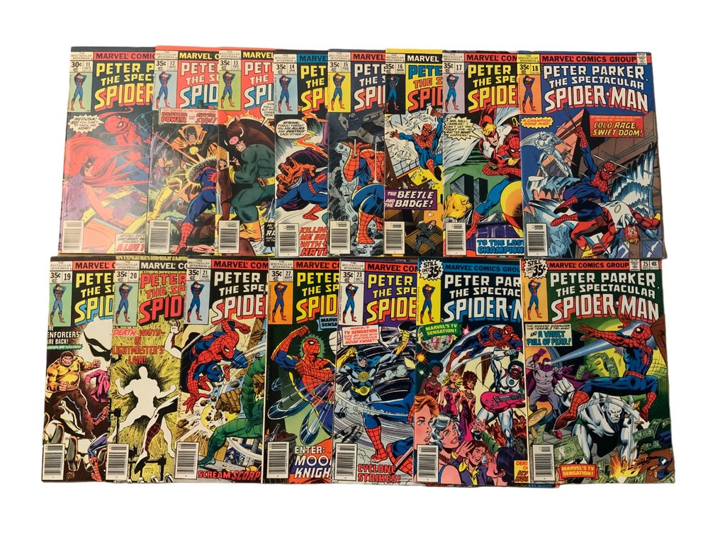 Spectacular Spider-Man (1976 Series) # 11-25 Very High Grade! - 1st Appearance of Hypno Hustler! Early Appearance Moon Knight! - 15 Comic - Első kiadás - 1977/1978 #1.1