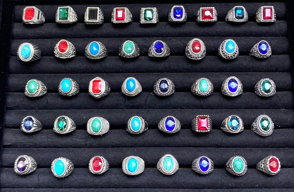 Themed Collection of 41 Vintage Style Rings With Mix Stones - Ring #1.1