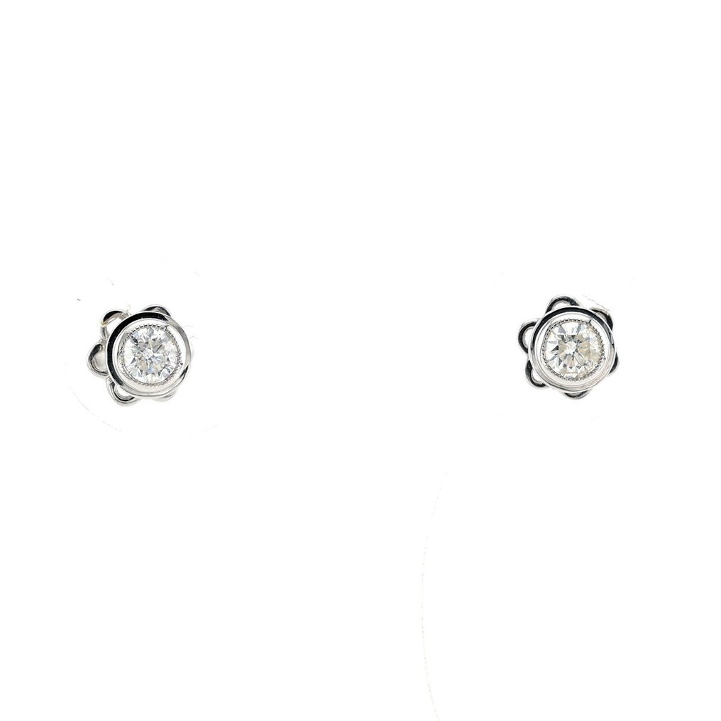 (IGI Certified) -  Diamond (0.38) Cts (2) Pcs - Boucles d'oreilles - 14 carats Or blanc #1.1
