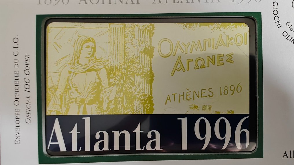 Colecție de cartele telefonice - Plic Telecard Atlanta 1996 „O sută de ani de la Olimpiada” F.D.C. certificat Bolaffi - Telecom Italia #2.1