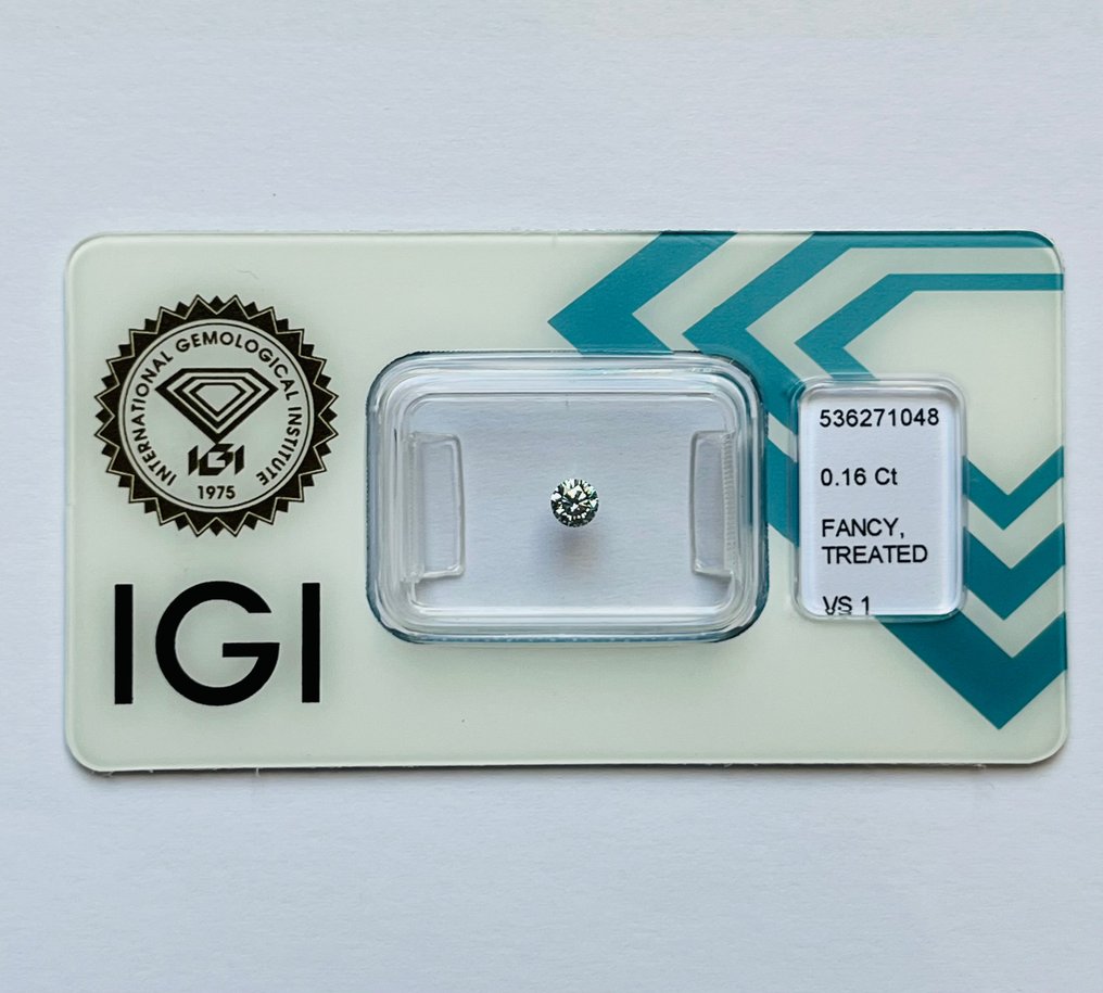 2 pcs Diamante  (Color tratado)  - 0.32 ct - Redondo - Fancy Verdoso Azul - SI1, VS1 - International Gemological Institute (IGI) #2.1